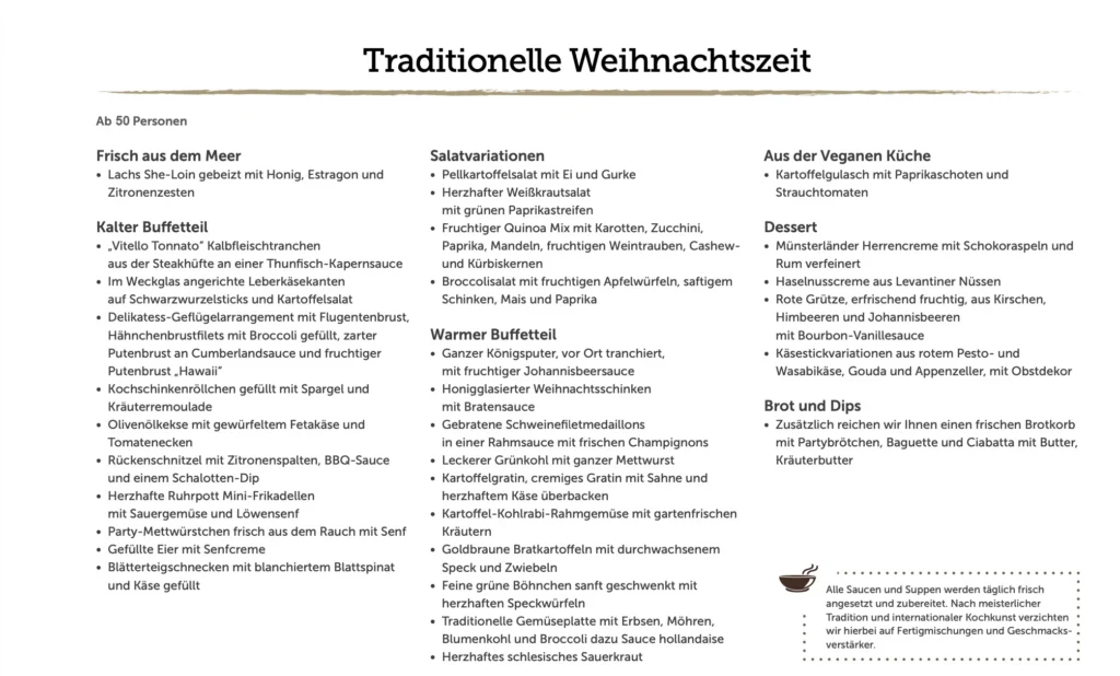 traditionelle Weihnachtsfeier ab 50 Personen Kopie